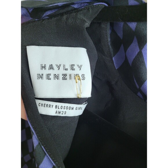 Hayley Menzies Cherry Blossom Girl Silk Dress Blue Black Size S NWOT - Picture 3 of 16